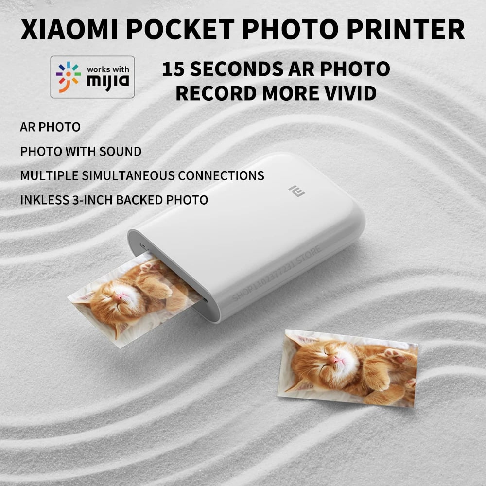 New Original Portable Mini Xiaomi Pocket Photo Printer Wireless Bluetooth Thermal Print AR Video 