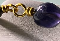 Image 3 of 2-in-1 Natural Obsidian Amethyst Gold plated wire-wrap Choker Necklace Bracelet Gift for Her