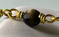 Image 4 of 2-in-1 Natural Obsidian Amethyst Gold plated wire-wrap Choker Necklace Bracelet Gift for Her