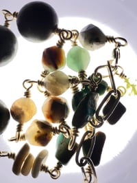 Image 4 of Mystic Amazon| turquoise Amazonite shell peridot silver paperclip chain extension necklace