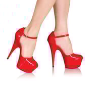 Image 1 of Red Shiny Mary Jane 6 Inch Heels