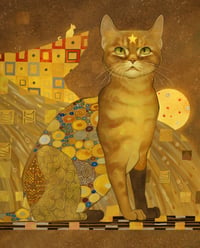 Klimt Inspired Cat Signed Print