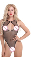 Black micro fishnet bodysuit