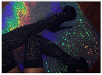 Black Rhinestone Over Knee Socks