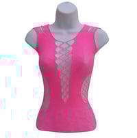 Image 1 of Fishnet Cut Out Mini Dress 