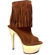 Image 2 of Brown Suede Fringe 6 Inch Ankleboot 