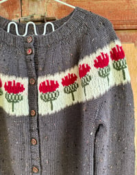 Image 3 of Blooming thistle - Tweed wool cardigan - Ready to ship