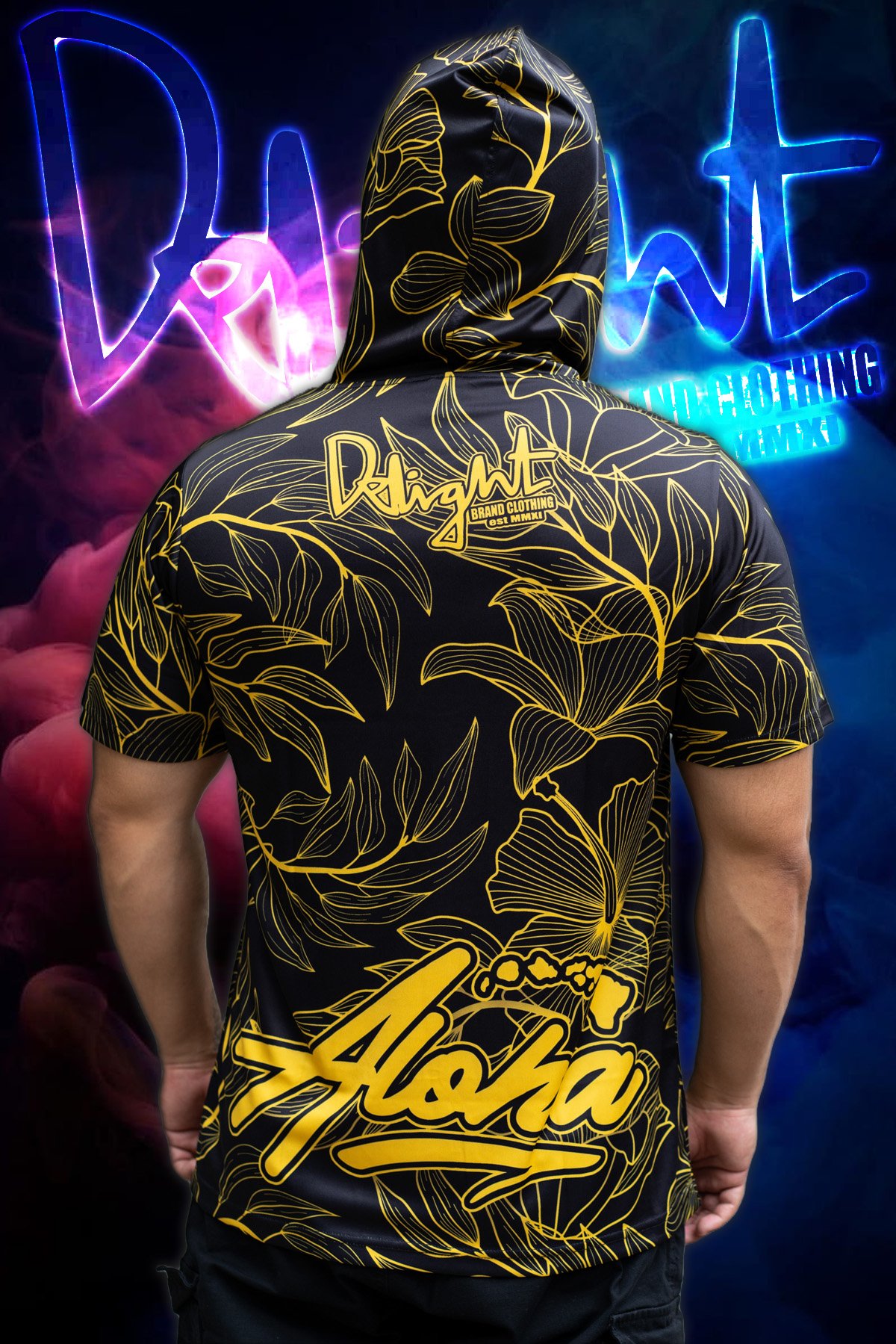 Hooded Aloha Islands - Summer Floral Black/Golden Yellow