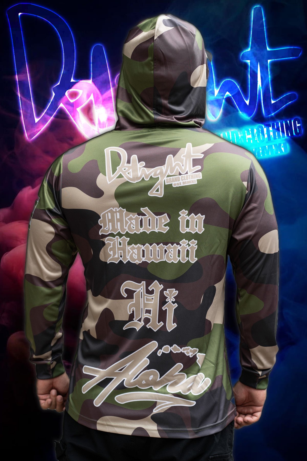 Aloha Islands Hooded Long Sleeve - Green/Khaki Camo