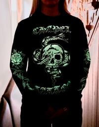 Image 1 of GLOW IN THE DARK CHAPEL SKULL AND SNAKE LONGSLEEVE 