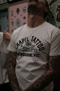 Image 3 of CHAPEL TATTOO EYE / TIGER TEE - "MELBOURNE VIC" NATURAL / BLACK