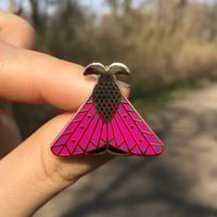 Image 4 of Moth enamel pin // yellow