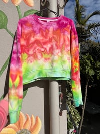 Image 1 of Ice dyed women’s cropped tie dye jumper size S