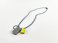 Image 1 of Formica Shape Necklace - Grey and Chartreuse and Fuchsia 