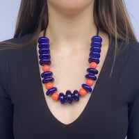 Image 2 of ECCOLA SAUTOIR NECKLACE _ dark blue & corail