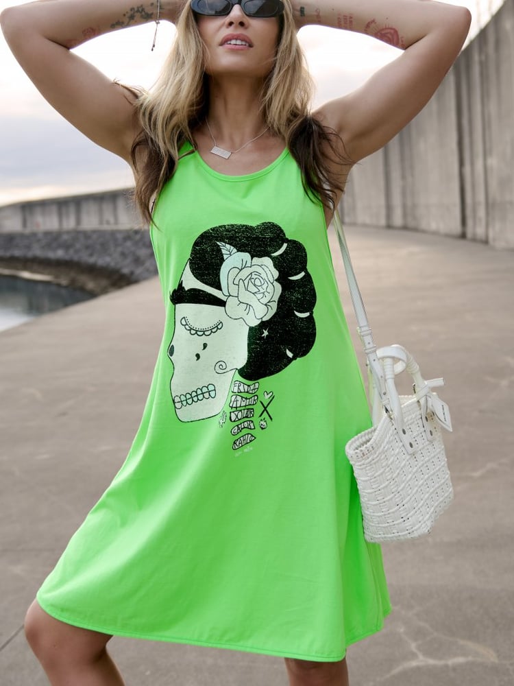Image of VESTIDO SKATER FRIDA AMOR DOLOR VERDE