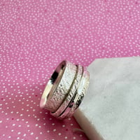 Image 3 of Raw Silk Textured Sterling Silver Spinner Ring