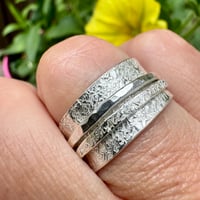 Image 1 of Raw Silk Textured Sterling Silver Spinner Ring