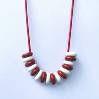 Image 1 of NECKLACE N9_ red & white