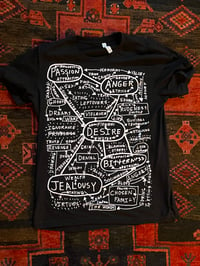 Image 1 of thoughts diagram t-shirt, as featured in the ꜱᴀᴅ ᴜɴɪᴄᴏʀɴ zine 