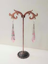 Roaring 20s Flapper Earrings, Candy Pink & Silver, Pierced or Clip On