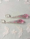 Roaring 20s Flapper Earrings, Candy Pink & Silver, Pierced or Clip On