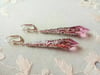 Roaring 20s Flapper Earrings, Rose Pink & Antique Silver, Pierced or Clip On