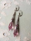 Roaring 20s Flapper Earrings, Rose Pink & Antique Silver, Pierced or Clip On