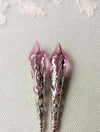 Roaring 20s Flapper Earrings, Rose Pink & Antique Silver, Pierced or Clip On