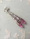 Roaring 20s Flapper Earrings, Rose Pink & Antique Silver, Pierced or Clip On