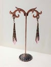 Roaring 20s Flapper Earrings, Rose Pink & Antique Bronze, Pierced or Clip On