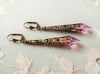 Roaring 20s Flapper Earrings, Rose Pink & Antique Bronze, Pierced or Clip On