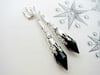 Gothic Vamp Statement Earrings, Black & Silver, Pierced or Clip On 