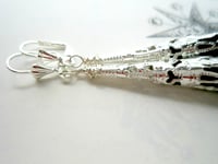 Image 6 of Vamp Ornate Pointed Earrings, Black & Silver, Pierced or Clip On 
