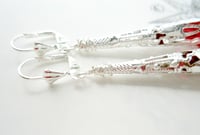Image 6 of Vamp Ornate Pointed Earrings, Red & Silver, Pierced or Clip On
