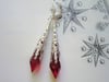 Gothic Vamp Statement Earrings, Red & Silver, Pierced or Clip On