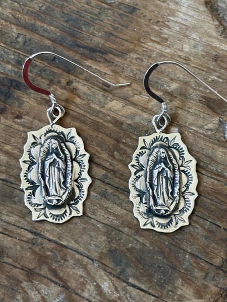 Image of Our Lady of Guadalupe Stamped earrings 