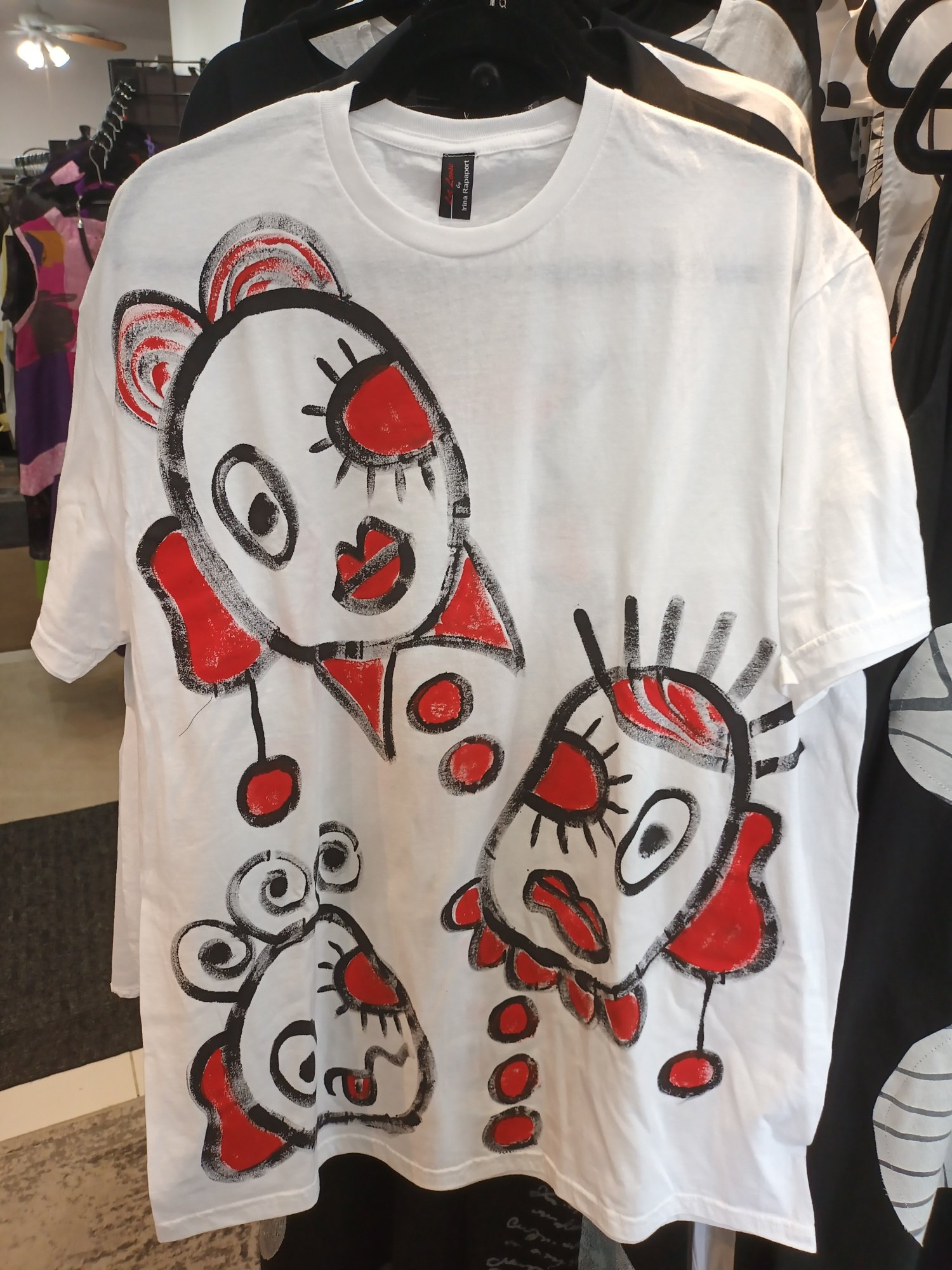 Image of white tshirt, handpainted..large