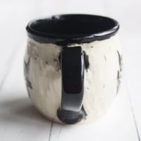 Image 8 of Whimsical Black Cat Sgraffito Mug, Cat Lover's Coffee Cup, 14 oz., Made in USA