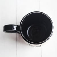 Image 7 of Whimsical Black Cat Sgraffito Mug, Cat Lover's Coffee Cup, 14 oz., Made in USA