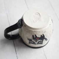 Image 9 of Whimsical Black Cat Sgraffito Mug, Cat Lover's Coffee Cup, 14 oz., Made in USA