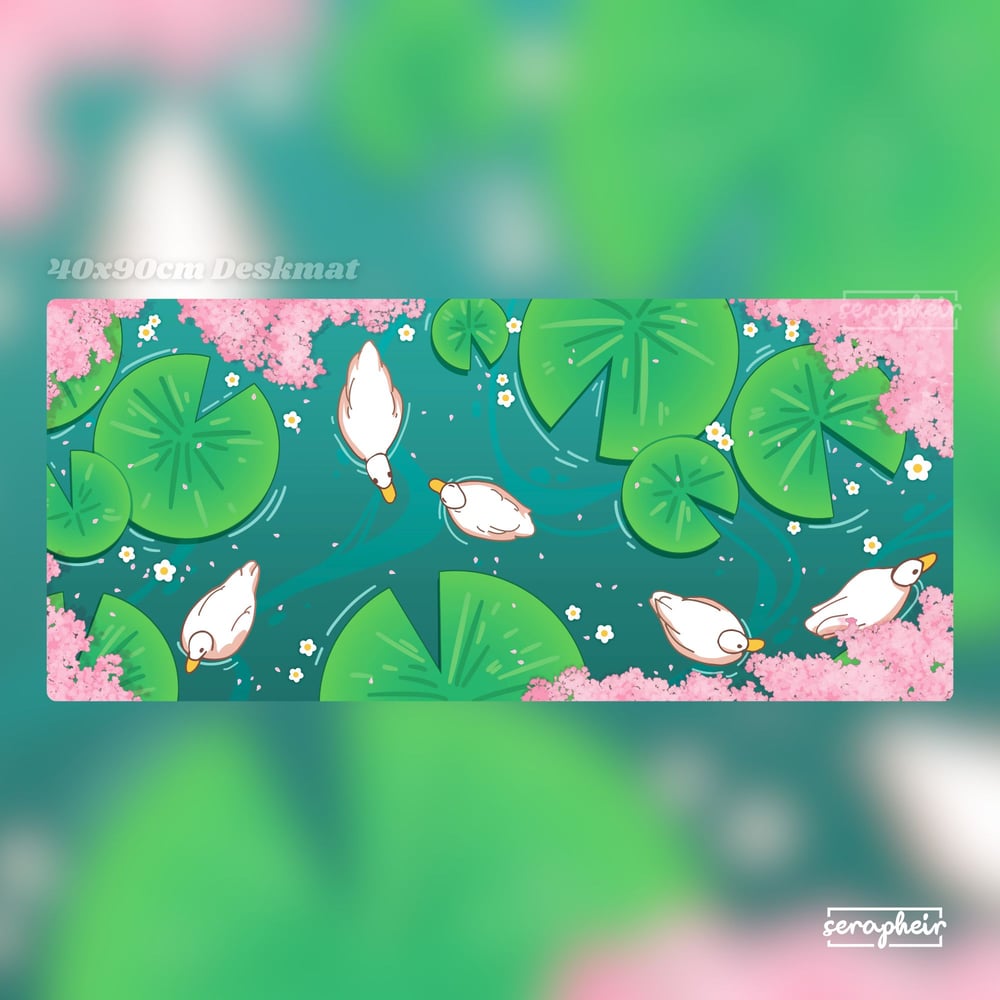 Image of Duck Pond Deskmat 🦆🌸 [90x40cm Size!]