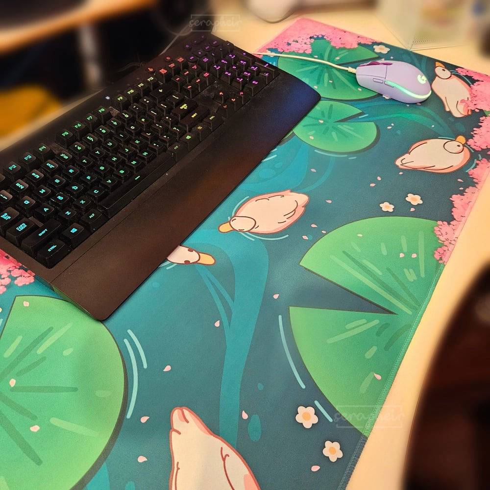 Image of Duck Pond Deskmat 🦆🌸 [90x40cm Size!]