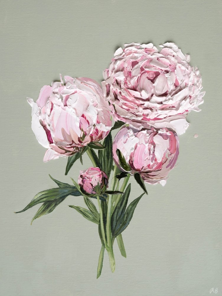 Image of PEONIES ON SAGE - GICLÉE PRINT