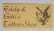 Image of original vintage tattoo business card eddy gitti szustak germany tattooing shop 2x4