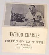 Image of original vintage antique tattoo business card charlie geizer baltimore MD tattooing machine 3x6 