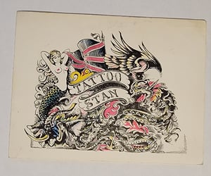 Image of original antique tattoo business card tattoo stan walsall uk british england tattooing 4.5x6