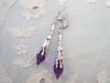 Gothic Vamp Statement Earrings, Purple & Antique Silver, Pierced or Clip On 