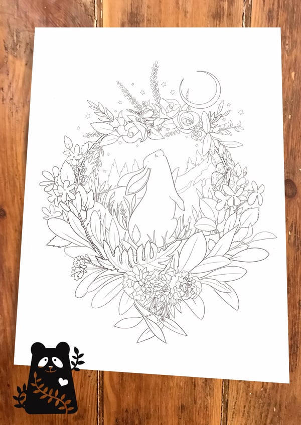 Image of Moonlit Hare Colouring Sheet