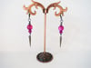 80s New Wave Spike Earrings, Magenta & Gunmetal, Pierced or Clip On